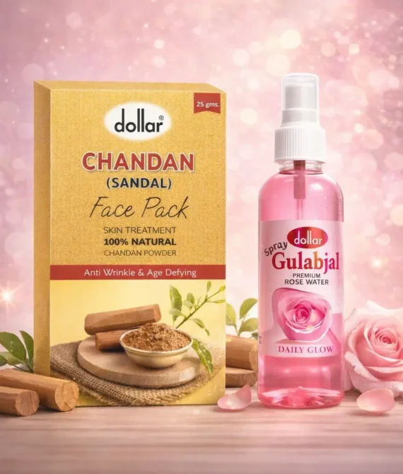 Dollar Chandan Face Pack powder 25 gm(2pcs).with Rose Water 100ml Spray