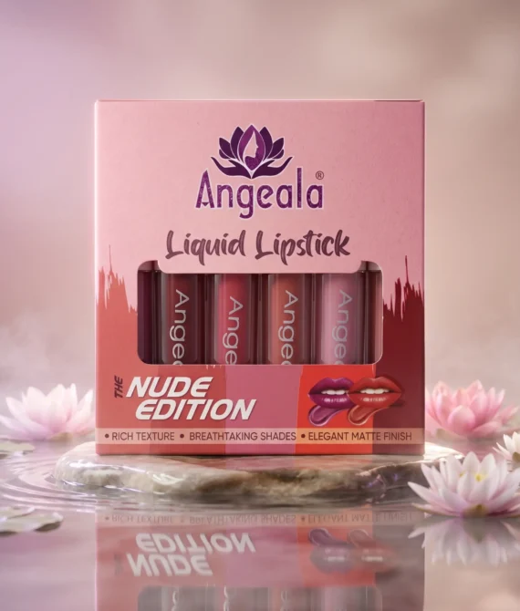 Angeala Liquid Lipstick Nude Edition – 6 Matte Nude Shades Set | Long Lasting, Lightweight & Smooth Finish Lipstick Kit